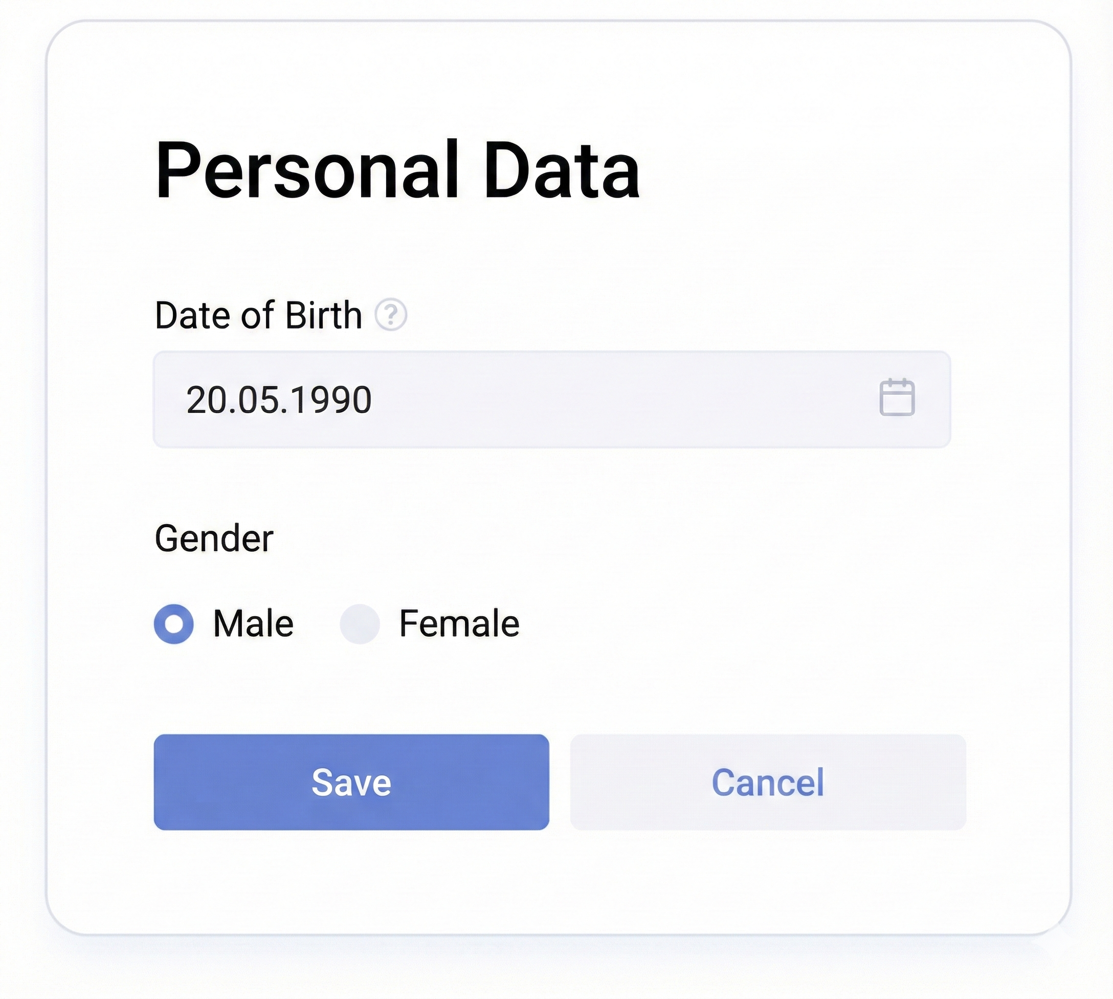 Personal Account — client personal data