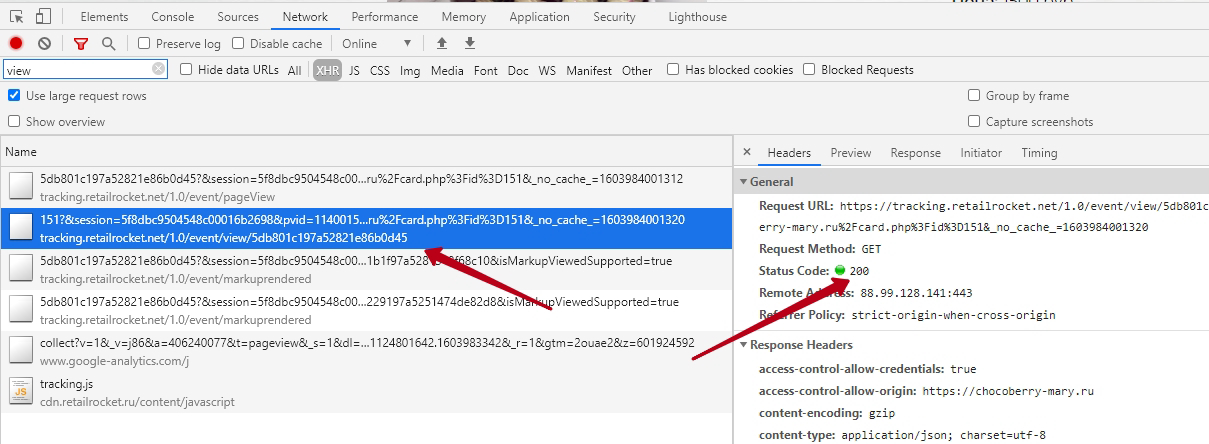 Retail Rocket Tracking Checking