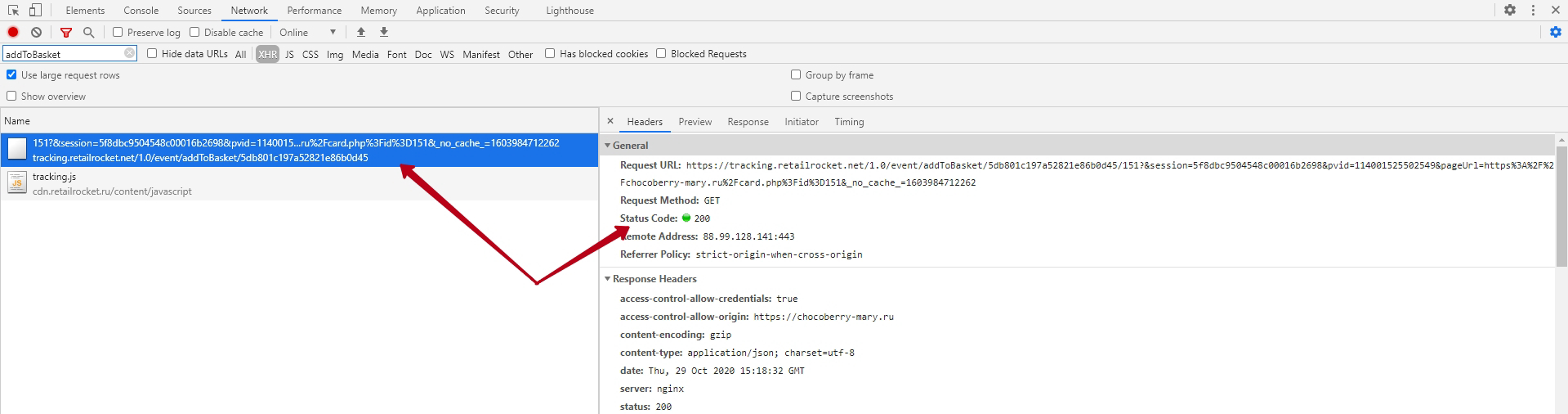 Retail Rocket Tracking Checking